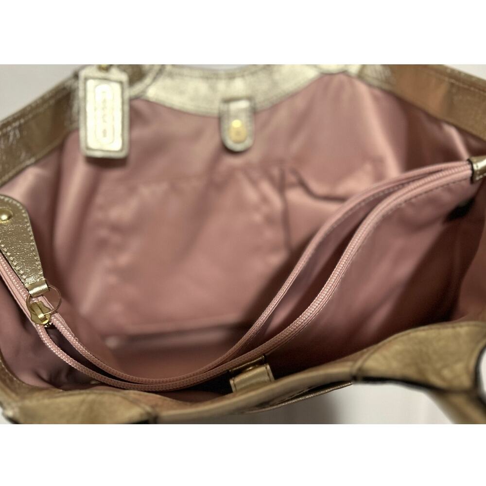 Coach‎ Signature Leather Floral Bleecker Canvas Satchel Bag F16276 - Picture 8 of 13